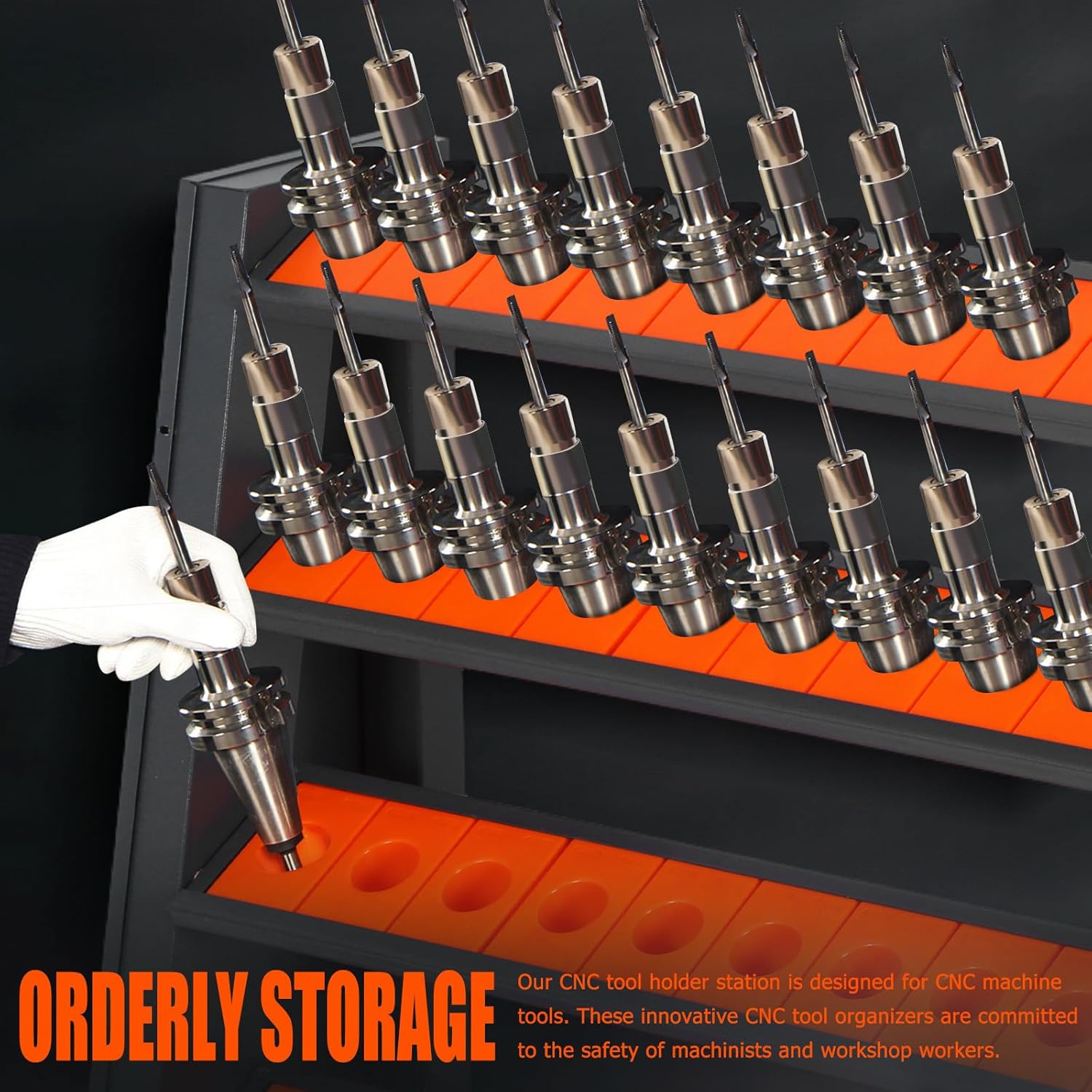 Cnc Tool Holder Screwdriver Storage Rack 8 Row Large Capacity Cnc Tool Storage Organizer for Workshop Shed Garage Home