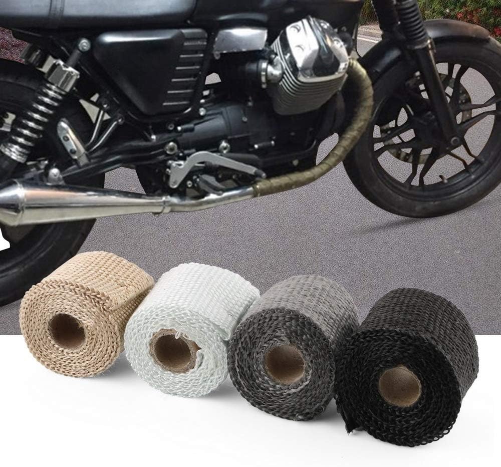 2PCS Exhaust Header Pipe Tape Insulation Tape 50mm X 1.5m Anti-hot Glass Fiber Heat Insulating Wrap(Black)