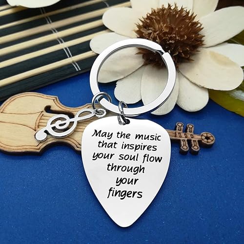 Miniatura 5 de Llavero de púa de guitarra inspirador, regalo para guitarristas, músicos, amantes de la música, regalo para profesores de música, regalo de