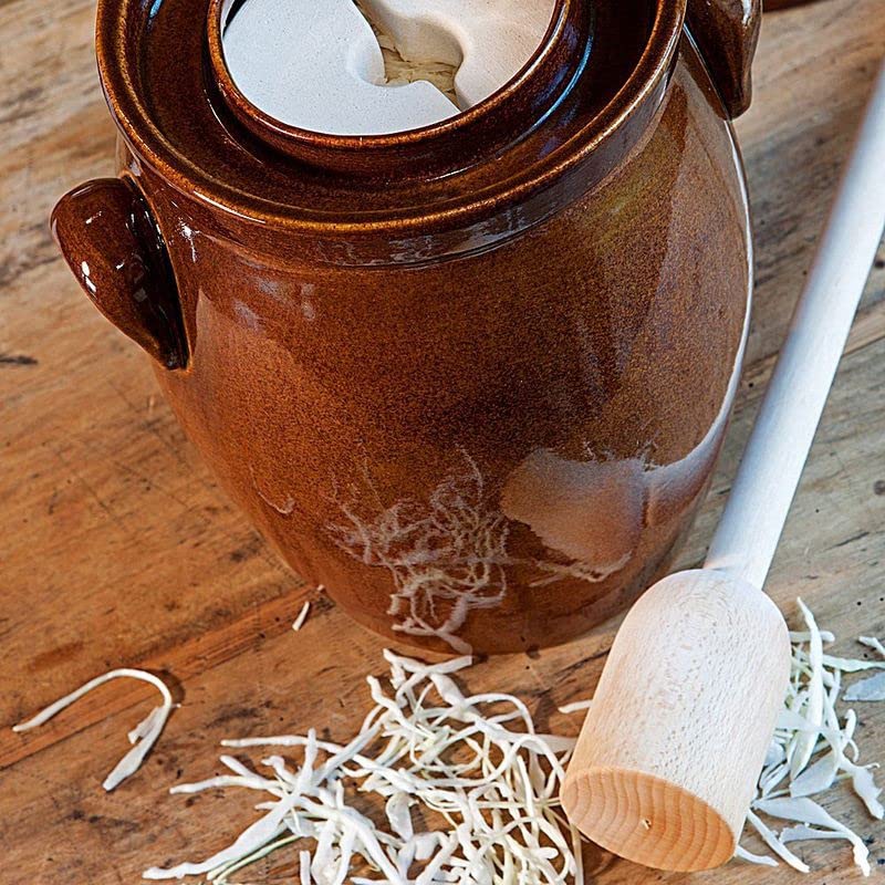 Pot à choucroute avec pierres lacto-fermentation traditionnel 5L Marron