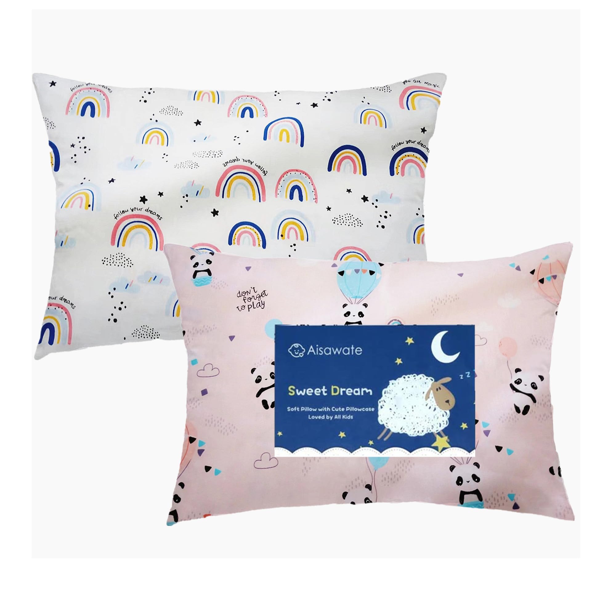 Kinder Kissenbezug 2 Stück, 100% Baumwolle Baby Kissenbezu, 40x60 cm Kissenbezug Weich Atmungsaktiv für Jungen Mädchen Bettwäsch Babykissen Bezug mit Umschlag