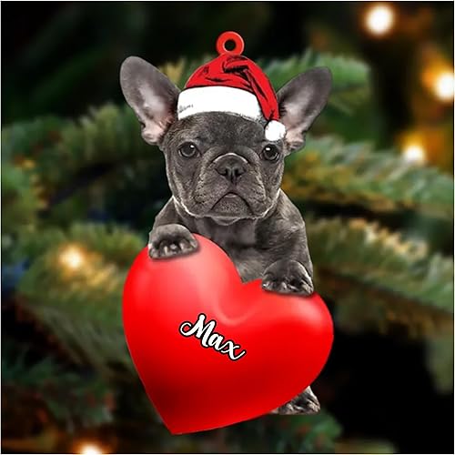 Miniatura 1 de Adorno de bulldog francés gris, adorno personalizado de razas de perro 3D de 2 capas, adorno personalizado para perro, impresión de amor de Navidad