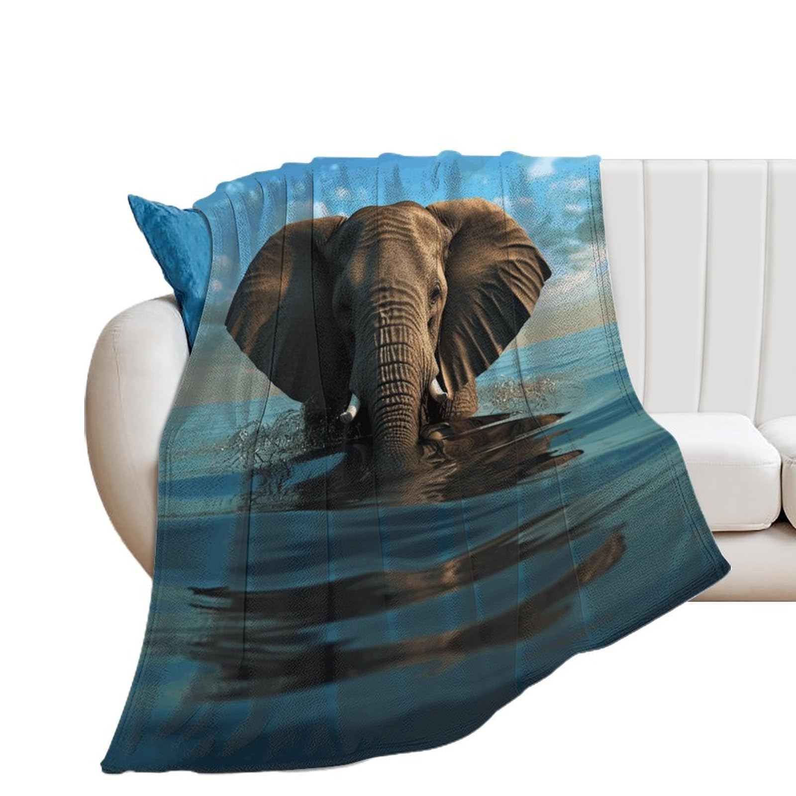 Couverture douce éléphant lit 150x200cm plaid canapé toutes saisons
