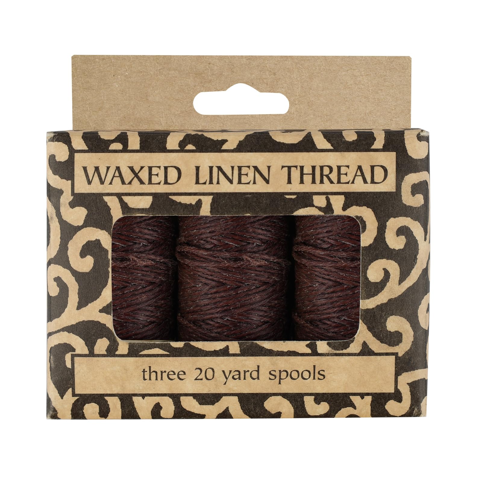 Lineco Waxed Genuine Linen Thread, 20 Yards, Pack of 3 Spools: Brown (LIN-BBHM210)