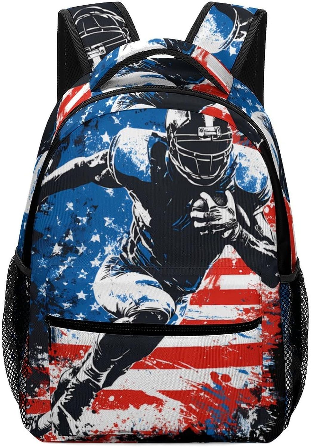 U.S.A. Flag Football Player Unisex Backpack Casual Daypacks Lightweight Shoulders Bag for Camping Hiking Travel