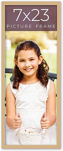 Marco de fotos de madera real beige de 7 x 23 pulgadas de ancho de 0.75 pulgadas  Profundidad del marco interior de 0.5 pulgadas  Marco de fotos