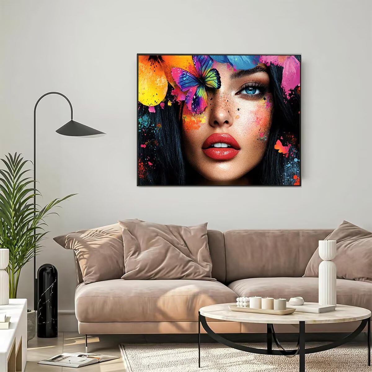 Schmetterling Dipingere con i Numeri Donna Dipingere con i Numeri per Adulti Bambini Principianti, Fai da te Paint by Numbers Kit Artigianato Hobby Adulti, La Decora la Casa Regalo 90 x 120 cm QD-W
