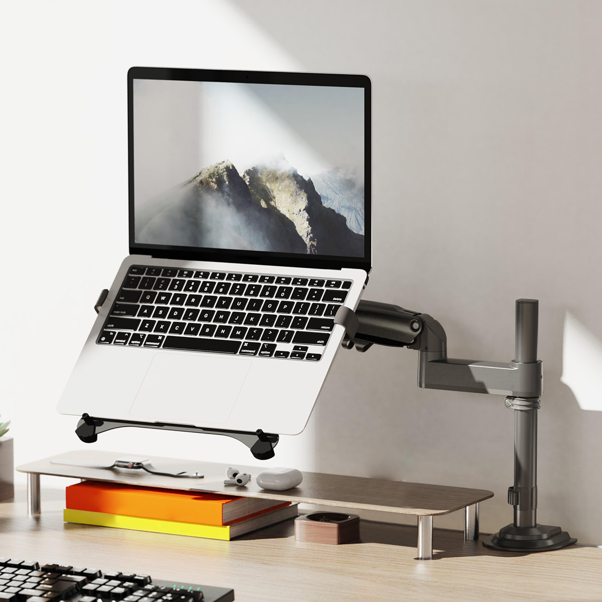 NB Ergonomic Soporte Ordenador Portátil 13-17'' & Soporte Monitor 17-32'' | Brazo de monitor Carga 9 kg, VESA 75/100 mm H100-FP