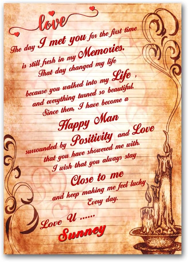 I Love You Sunney Name Love Letter on Birthday Anniversary Valentine's Day Pesonalized 25