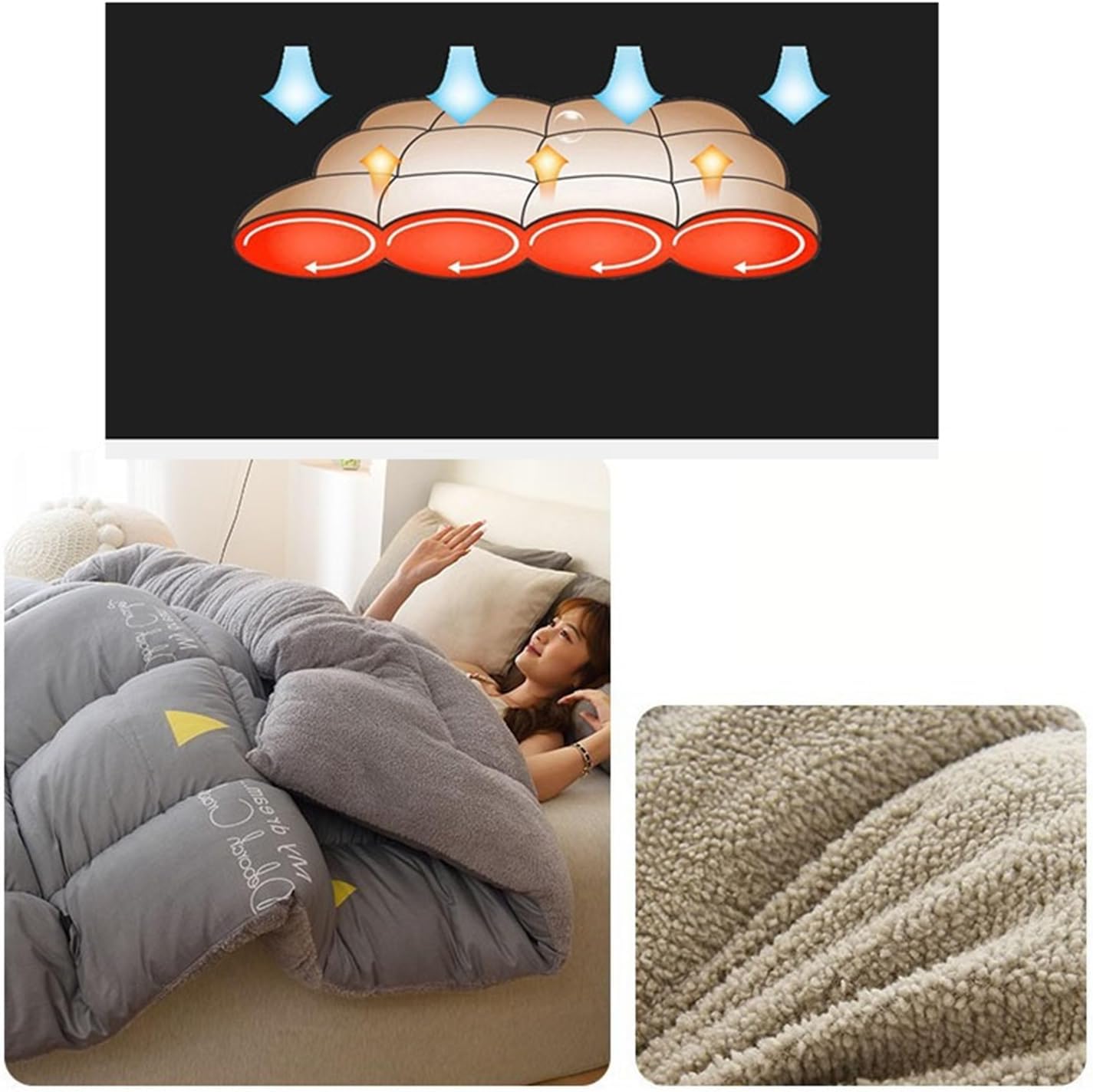 Quilt/Quilts, Down Duvet, Cashmere Quilt, Fluffy Double Bed Cashmere Quilts With Geometric Classic Pattern, Soft Warm Duvet Bedding, For Winter Cold Weather ( Color : Gray -brown , Size : 150x200cm 1.