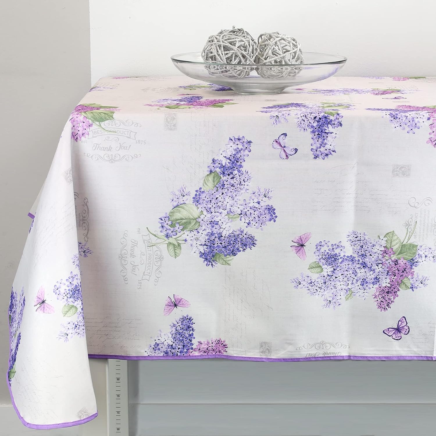 Viste tu hogar Mantel Antimanchas 140x200cm 100% Poliéster, Mantel Impermeable para Mesa Rectagular - Flor Morado