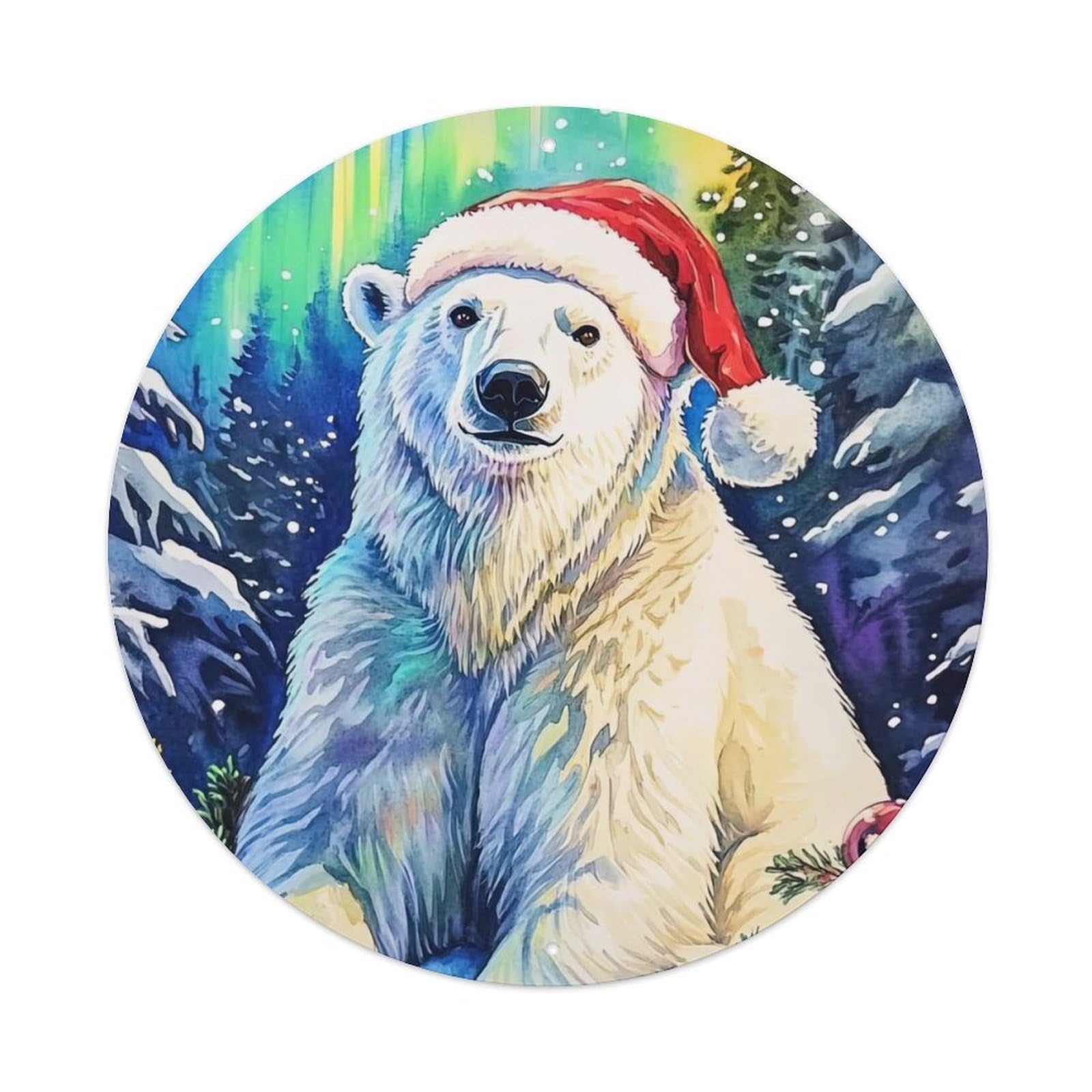 Animal Artwork Polar Bear Under The Aurora Borealis Metal Tin Sign