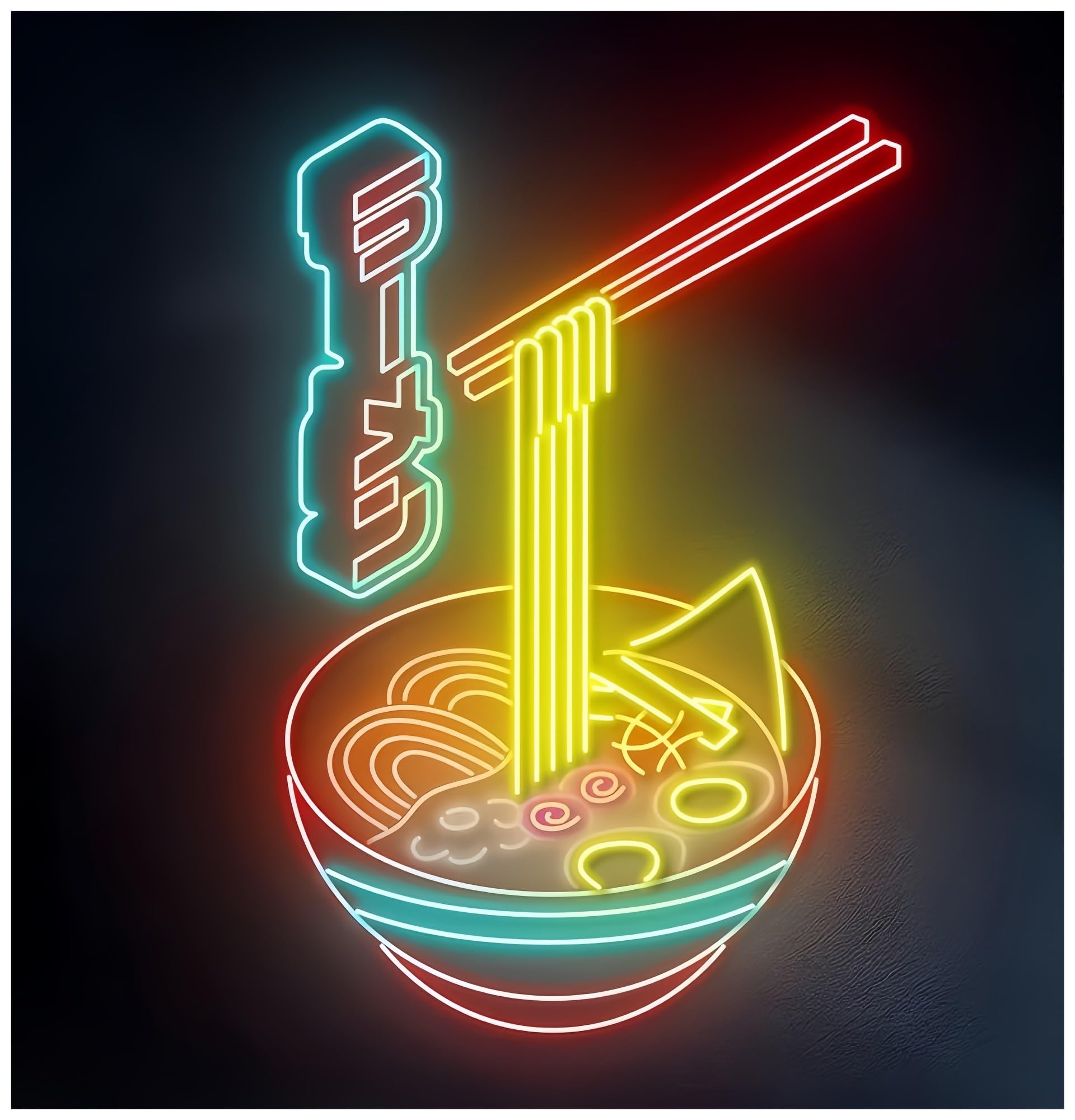 SHOUXI Sign Lamp Ramen Noodles Neon Sign Restaurant Room Wall Decor Noodles Store Art Street Food 60X88.7cm(A)