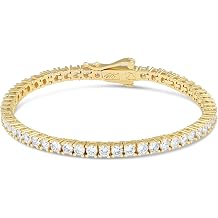 GLD Round Cut Tennis Bracelet - Iced Out Chain for Men and Women in Yellow, White and Rose Gold from 2MM-5MM, 6-9 - Available in Diamond, Canary and Pink Diamond Micro