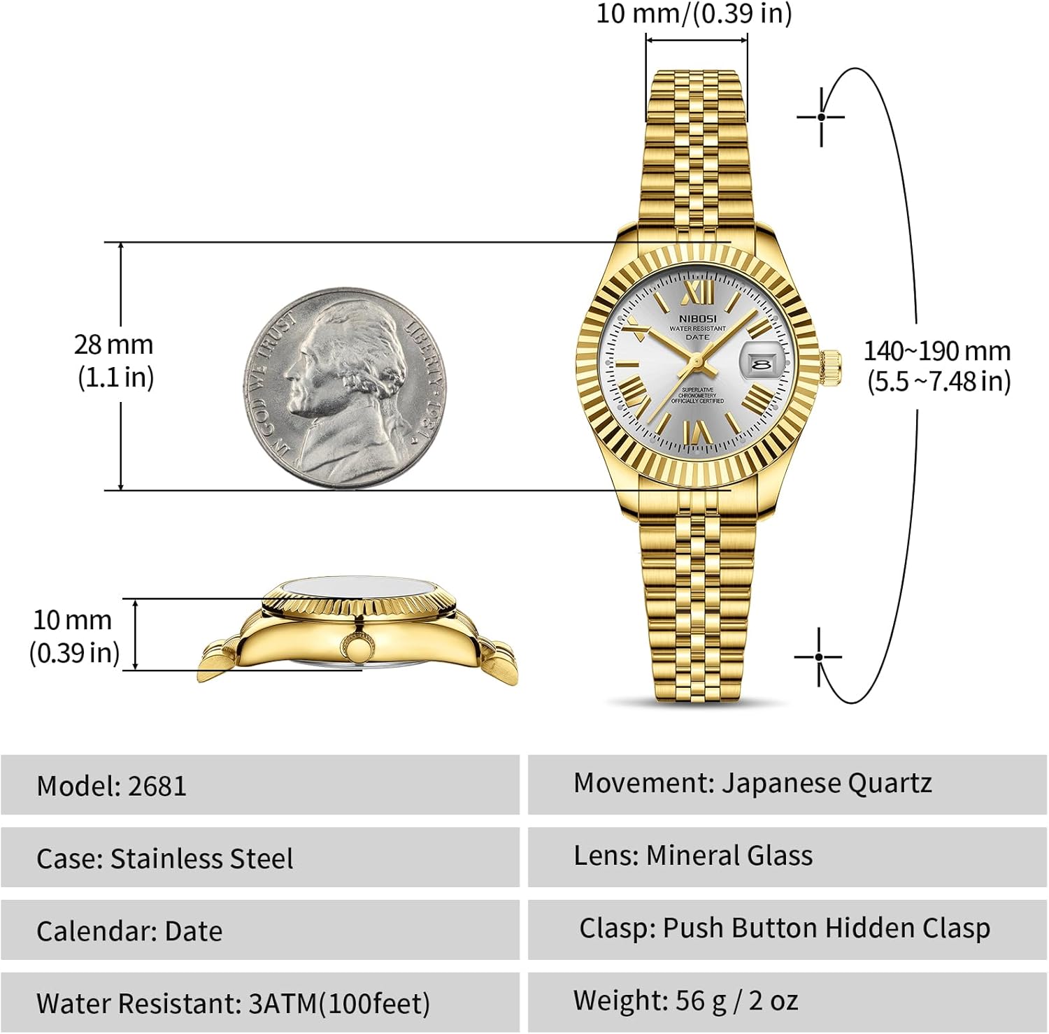 NIBOSI Watches for Women Analog Quartz Waterproof Ladies Wrist Watches with Date Dainty Fashion Luxury Stainless Steel Watch for Small Wrists Female Elegant Dress Women's Watch - Image 3