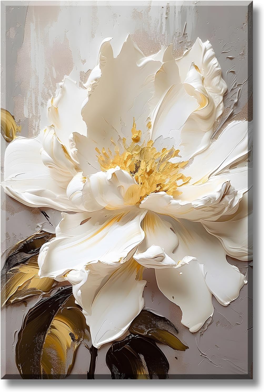 Burnt Orange Flower Canvas Wall Art Modern 3D Textured Floral Prints Elegant Flower Pictures Wall Decor for Living Room Bedroom Abstract Nature Artwork Framed 16x24 Inch