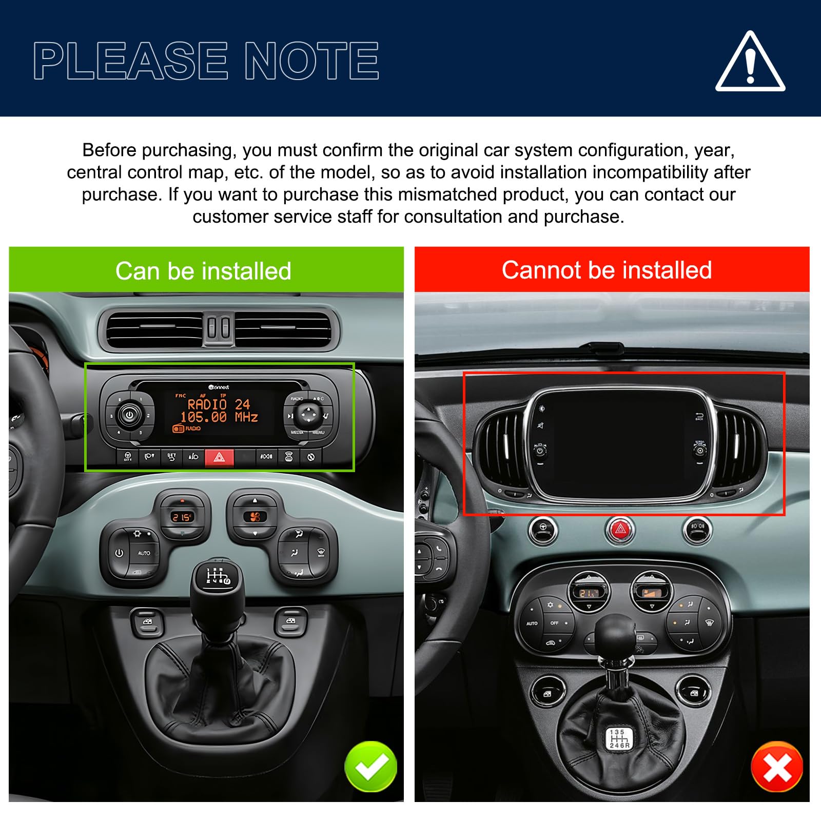 2G 64G Autoradio Android per FIAT Panda 2013-2020 7 Pollici Touchscreen Autoradio Panda con Wireless Carplay Android Auto GPS Mirror Link Bluetooth FM/RDS Radio WiFi USB+ Telecamera Posteriore