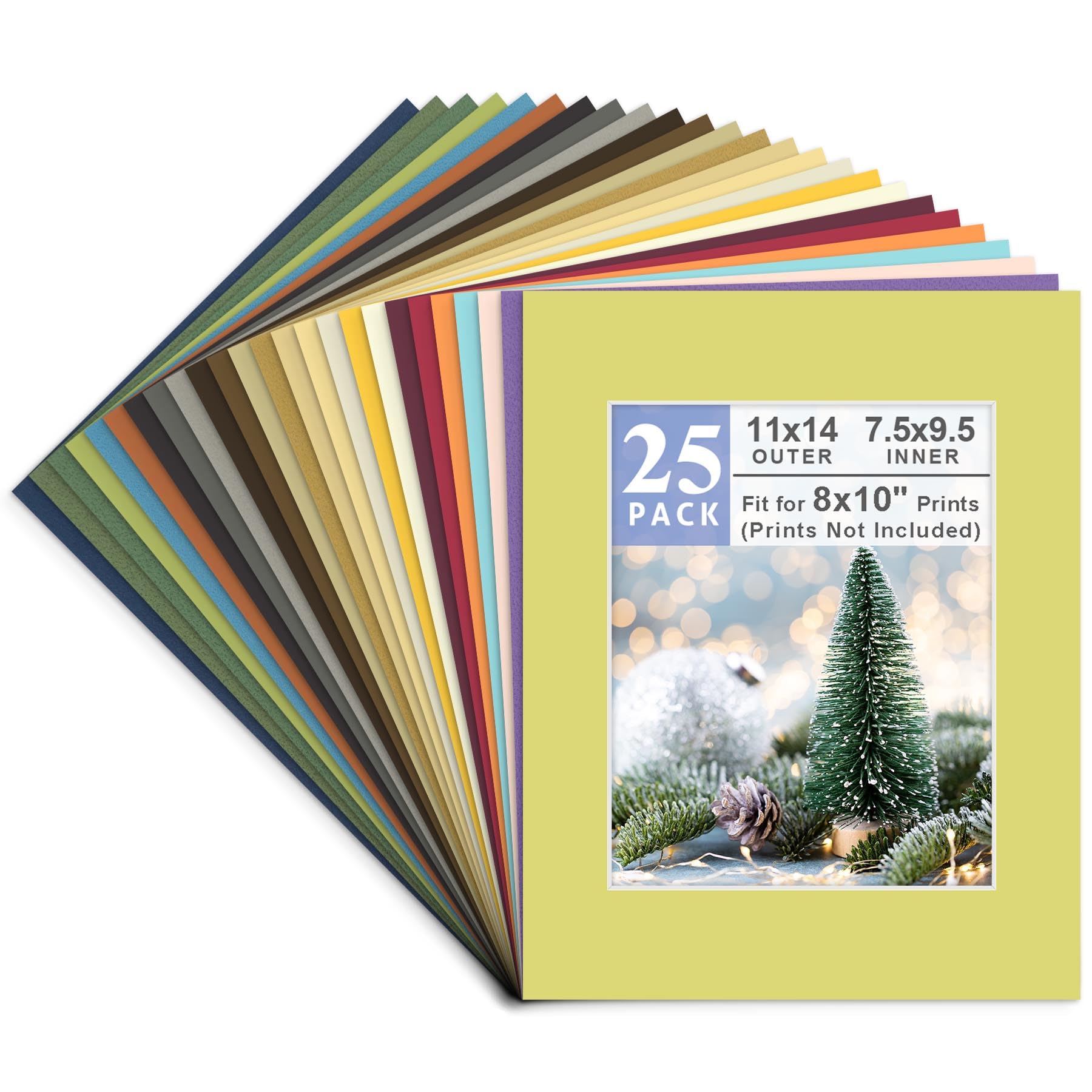 Golden State Art 25 Pack Mixed Color Photo Mats11x14 for 8x10 Mats Only