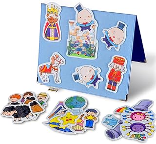 CHEFAN Nursery Rhymes Fuzzy Felt, Felt Story Board, Humpty Dumpty, Twinkle Twinkle Little Star, Incy Wincy Spider, Baa Baa Black Sheep, 4 Sets of Felt Toys and Playboards for Toddlers