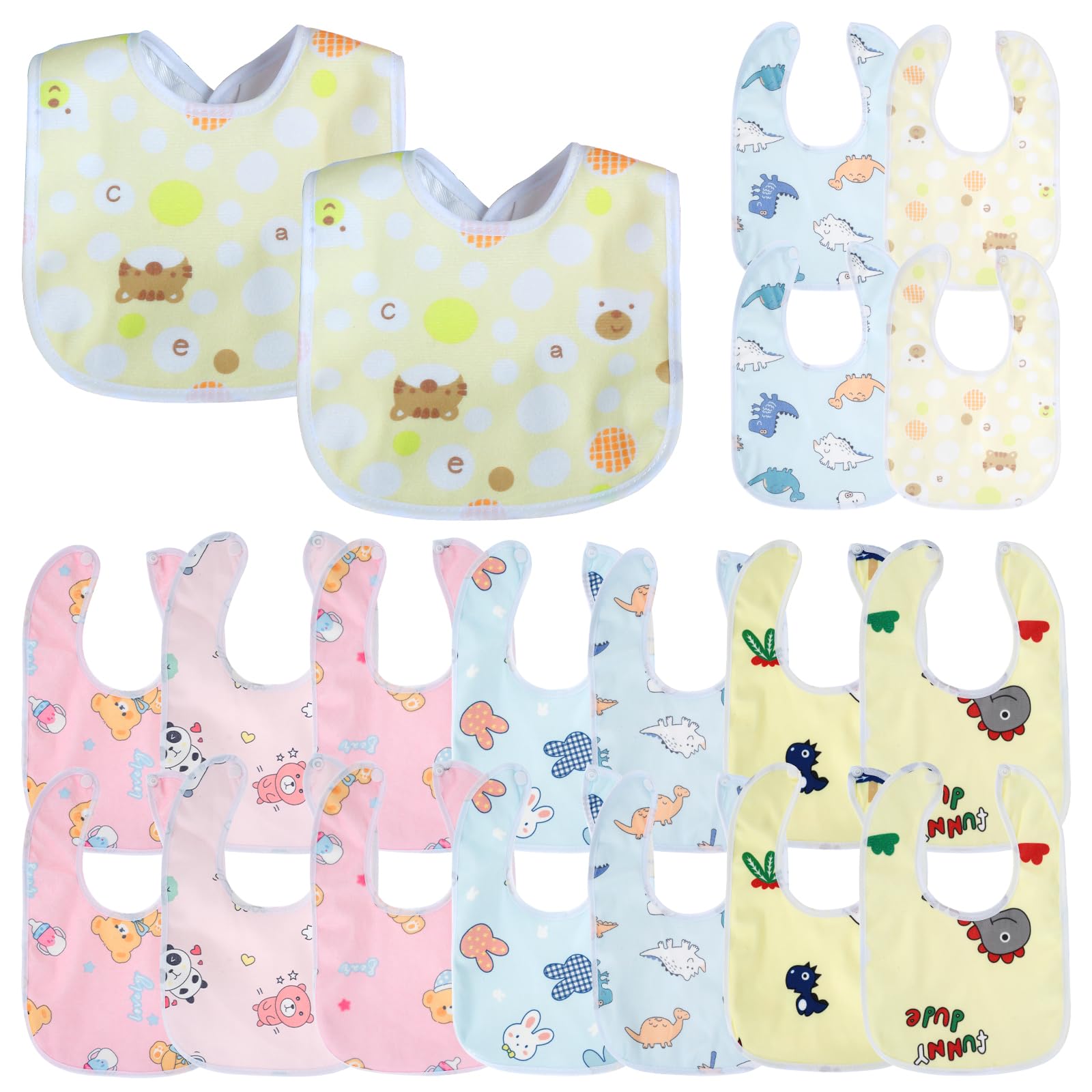 Foppla 20Pcs Baby Bib,Breathable Baby Feeding Bibs,Skin-Friendly Drool Bib Set With Good Absorbent Baby Bandana Bib Set Waterproof Neckerchiefs For Baby Toddlers (20Pcs)