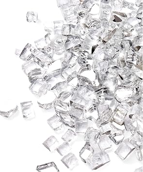 GASPRO 10 lbs Clear Fire Glass for Fire Pit Table, Reflective Gas Fireplace Glass Rocks, Gorgeous, 1/2 Inch