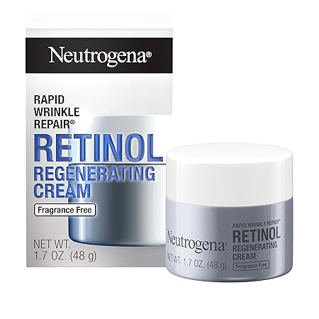 Neutrogena Rapid Wrinkle Repair Retinol Face Moisturizer, Fragrance Free, Daily Anti-Aging Face Cream with Retinol & Hyaluronic Acid to Fight Fine