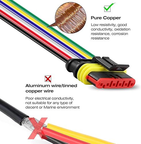 Miniatura 5 de RDBS Kit de 5 conectores de cable eléctrico de 6 pines, enchufe macho y hembra impermeables de 6 vías para automóvil, camión, motocicleta, barco