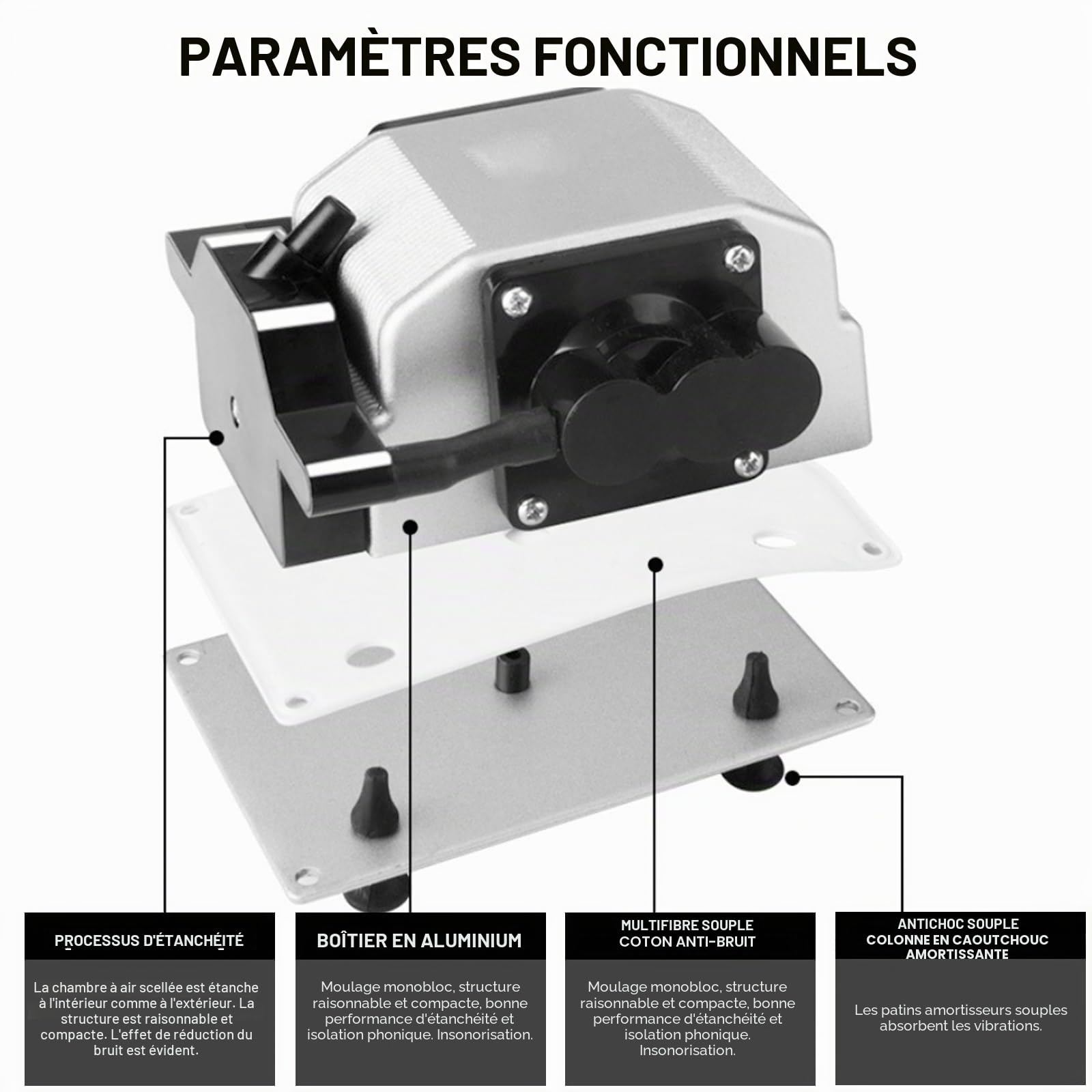 Pompe à air d'aquarium avec 6 sorties, aérateur de bassin réglable de 25 W, pompe à oxygène d'aquarium avec pierres à air, pompe à air silencieuse, puissante pompe à air d'aquarium 3300 l/h pour
