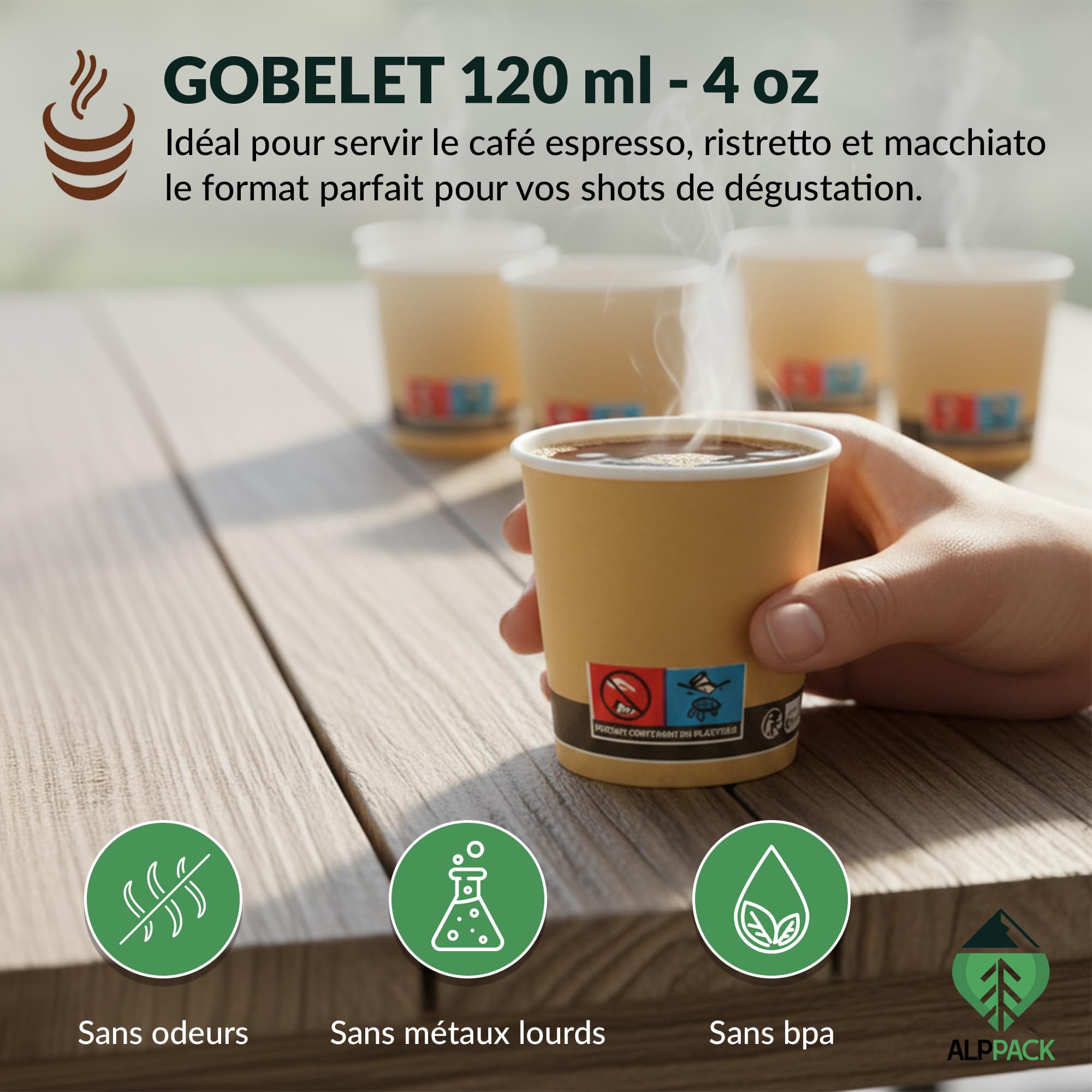 Lot de 1000 Gobelets Jetables en Carton Kraft 4 oz / 12 cl – Tasses à Café Jetables pour Espresso et Café Court, Résistants à la Chaleur, Idéals pour Professionnels, Bureaux et Événements