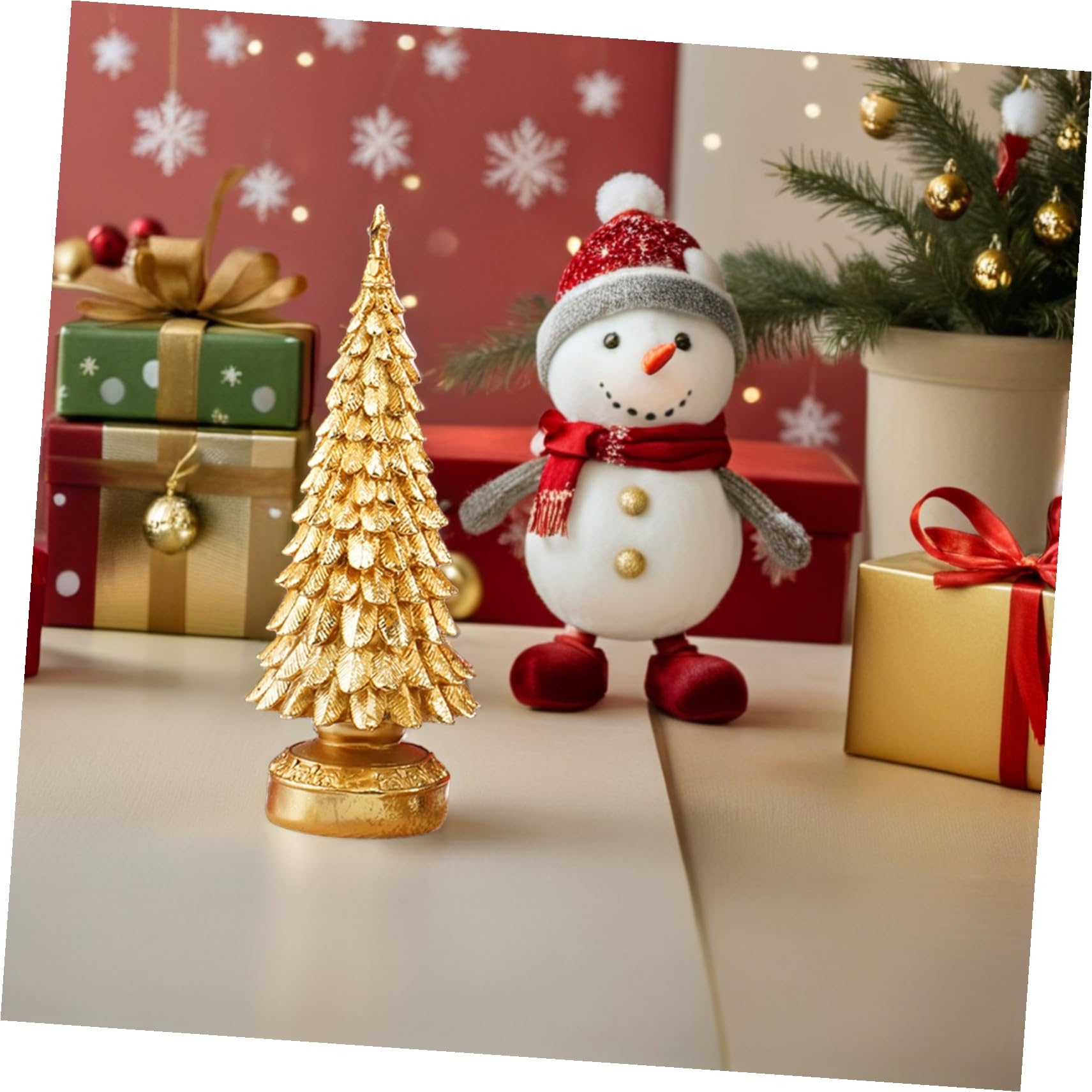 GLEAVI Adorno Dorado para Árbol De Navidad Estatuas De Resina Decoración Navideña Hogar Adornos De Mesa para Árbol De Navidad para Centro De Mesa Navideño y para Interiores
