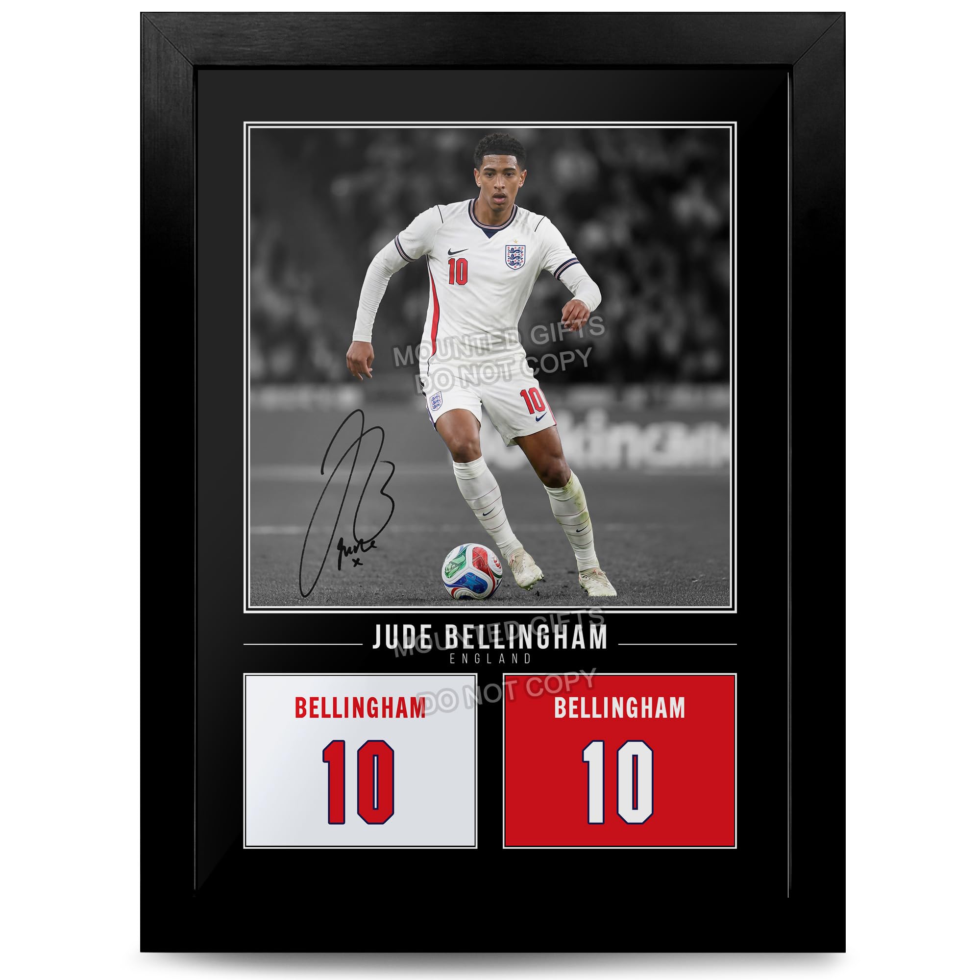Jude Bellingham Real Madrid Signed Photo Poster A4/A3 Print Picture Display Framed Autograph Memorabilia for Football Fans Gift England (England 2026 Black, A4 Framed) โ image 1