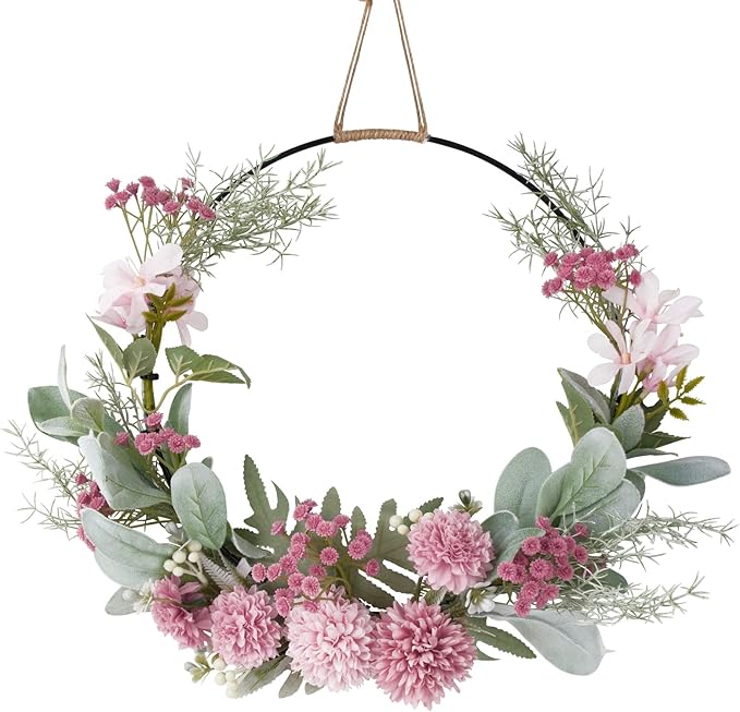 VINFUTUR Artificial Flower Wreath with Green Leaves Wedding Spring