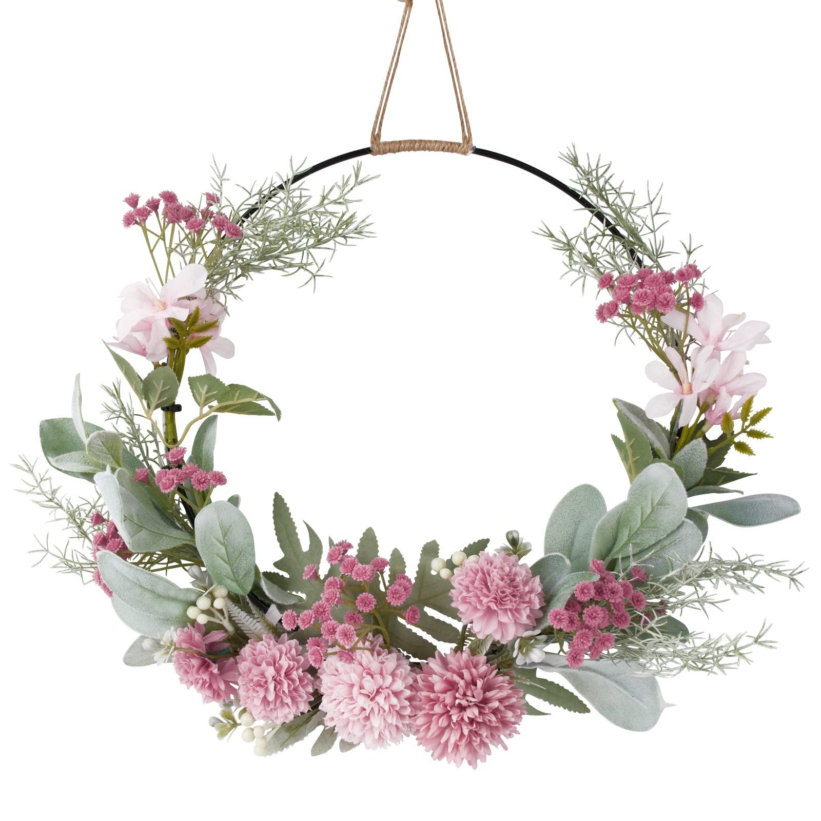 Logbuch-Verlag Ghirlanda Metallica Con Fiori Per Porta - Decorazione Primaverile, 19x19 Cm, Nera, Resistente Alle Intemperie