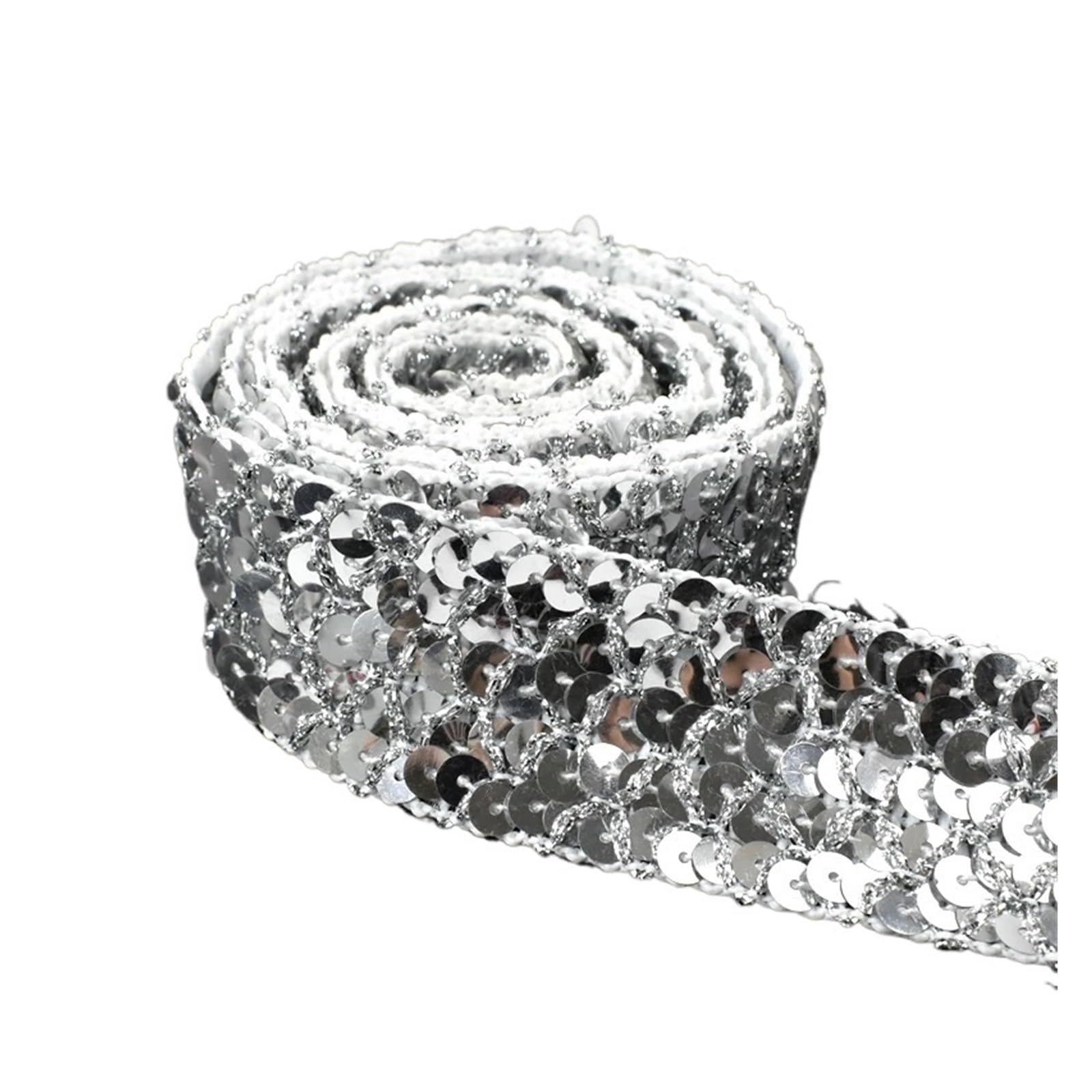 Wstążka z cekinami, Cekinowe koronkowe wykończenia 35mm 5-10M wielokolorowa sukienka do tańca scenicznego DIY szycie(Silver,35mm-10Meters)