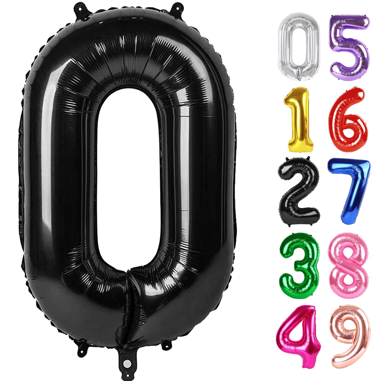 Black Number 0 Balloon 40 Inch, 0th Birthday Party Decorations Men Women