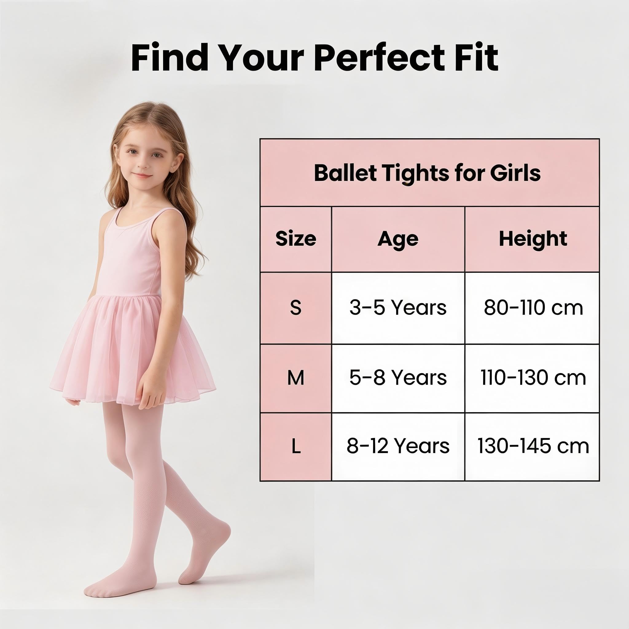 Lot de 2 collants de ballet pour filles de 2 à 12 ans 80 deniers pour enfants