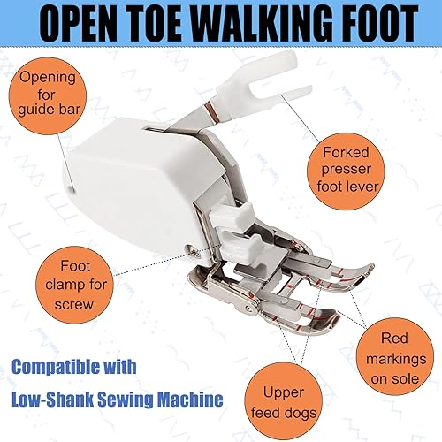 Miniatura 2 de YEQIN Pie de pie abierto con guía de acolchado para máquinas de coser Brother de vástago bajo, para coser rayas, cuadros, telas de múltiples capas