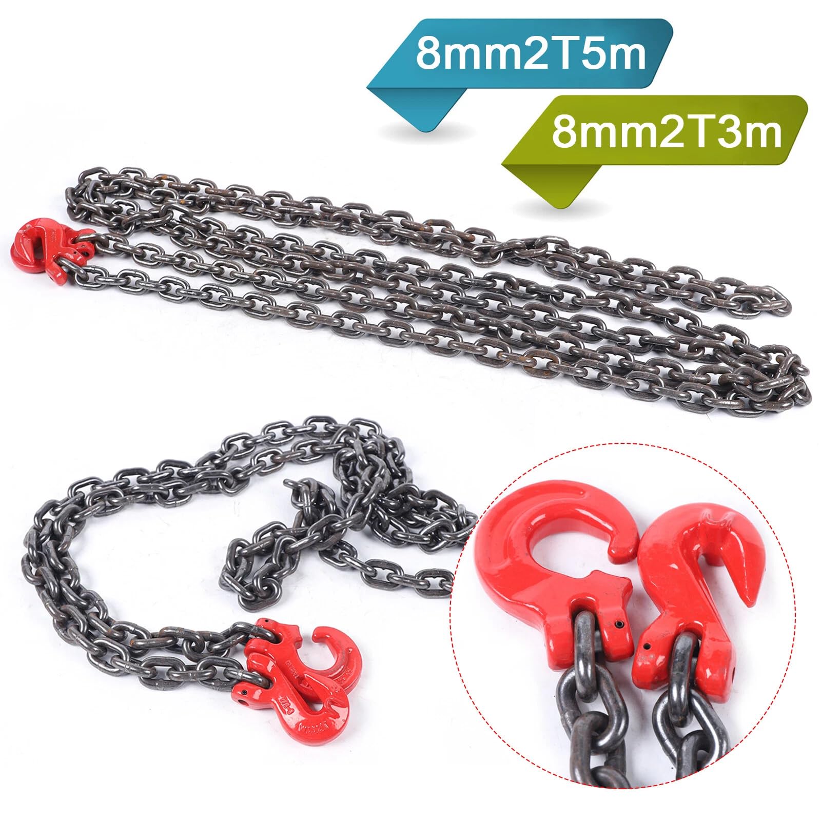 Élingue à chaîne 3m/5m 2T, Chaîne forestière de débardage, Suspension de chaîne, Chaîne de levage, Chaîne de grue, Chaîne de remorquage, Outil de levage, Chaînes lourdes, Élingue à chaîne 1