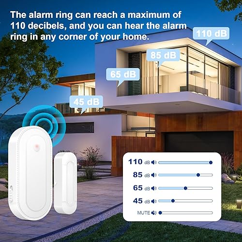 Miniatura 4 de SURFOU Sensor de puerta inalámbrico con sensor de alarma de timbre para oficina y hogar, alarma de ventana abierta para puerta, rango de