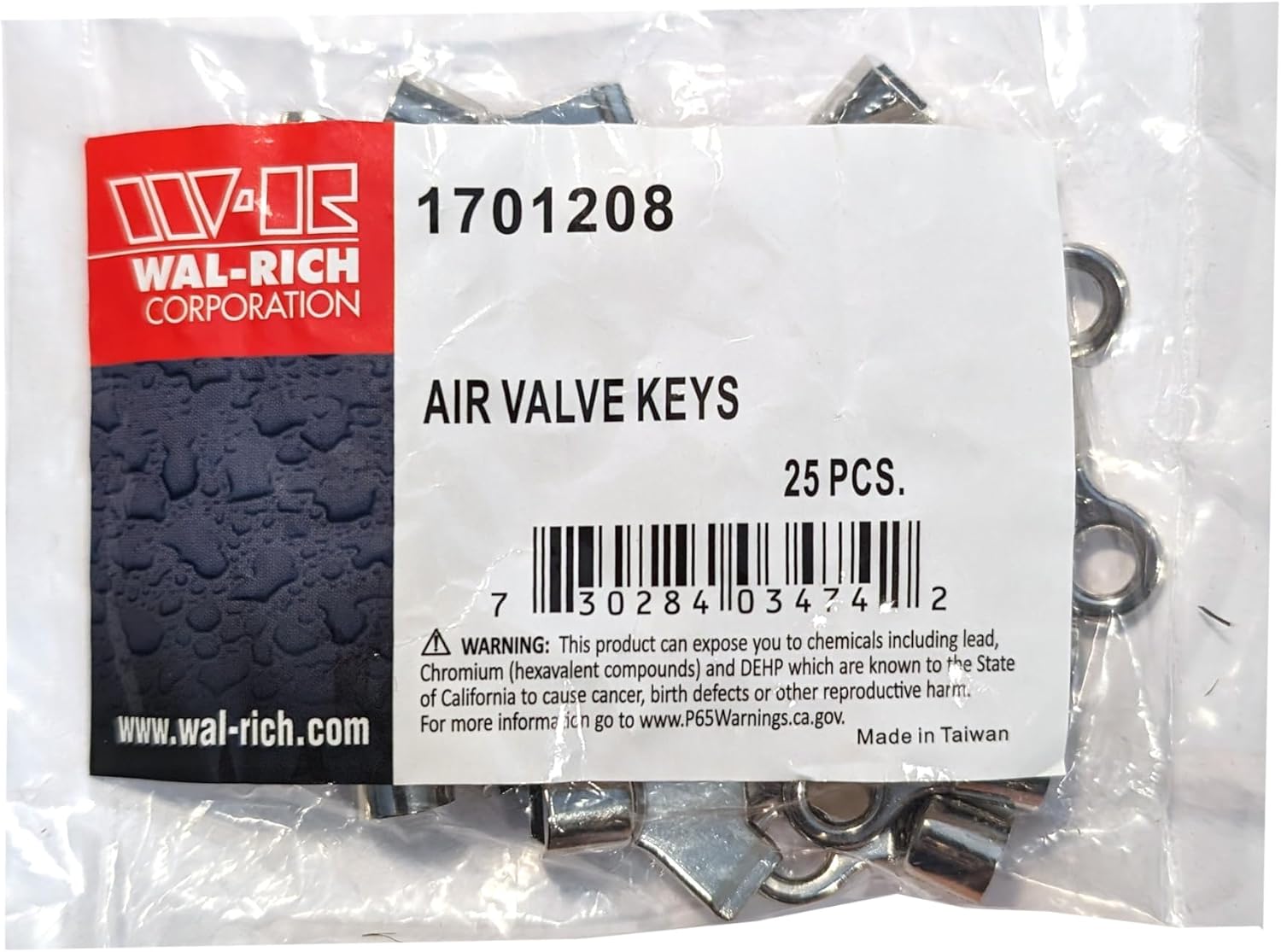 Wal-Rich Radiator Bleeding Air Valve Key Radiator Bleed Keys Set of 25, Chrome, 1707208