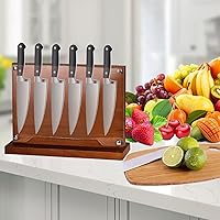 Vista 7 de Bloque magnético para cuchillos con escudo acrílico, soporte para cuchillos de cocina de doble cara sin cuchillo, soportes de madera para cuchillos