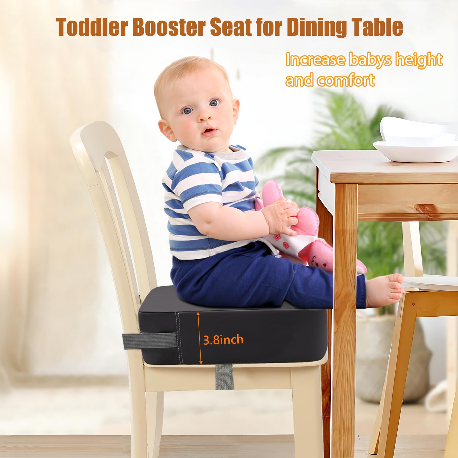 Rialzo Sedia Bambini Cuscino da Tavolo, Cartoon Cuscino Rialzo per Bambini Cuscino per Sedia Seggiolino Regolabile Lavabile Smontabile con 2 Cinghie per Sedia da Pranzo