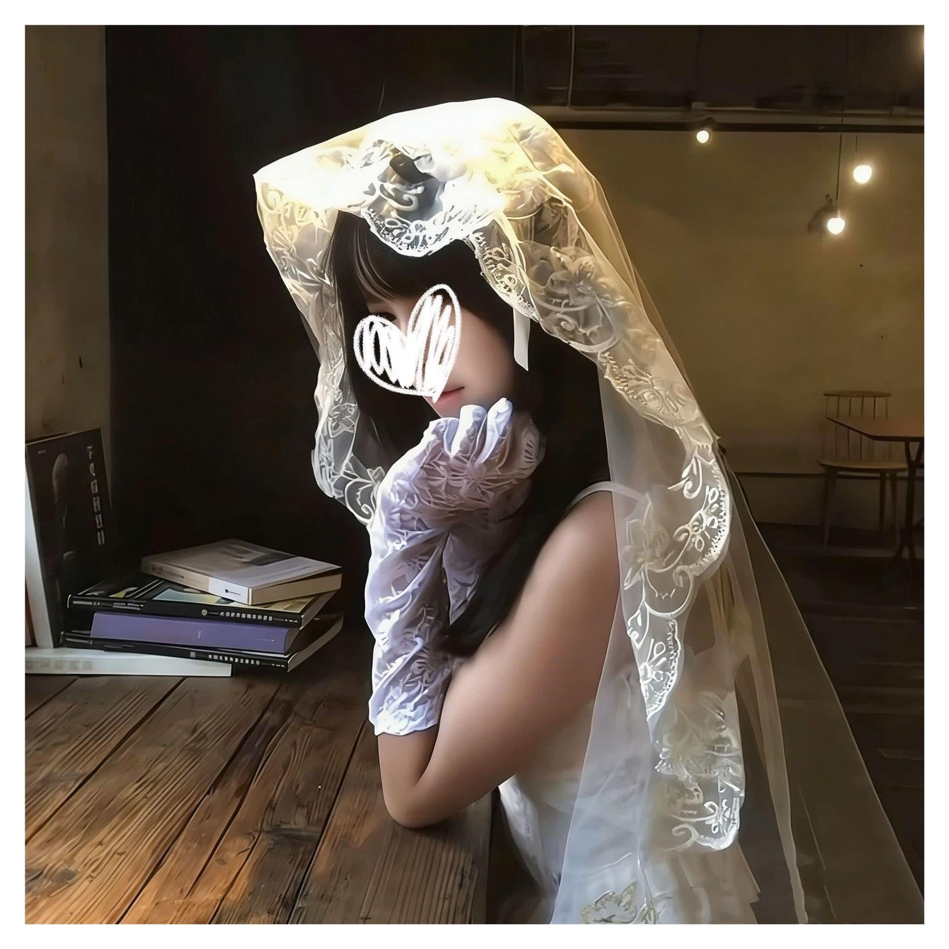 Velo da Sposa Velo di Pizzo Bianco da Donna in Stile Francese