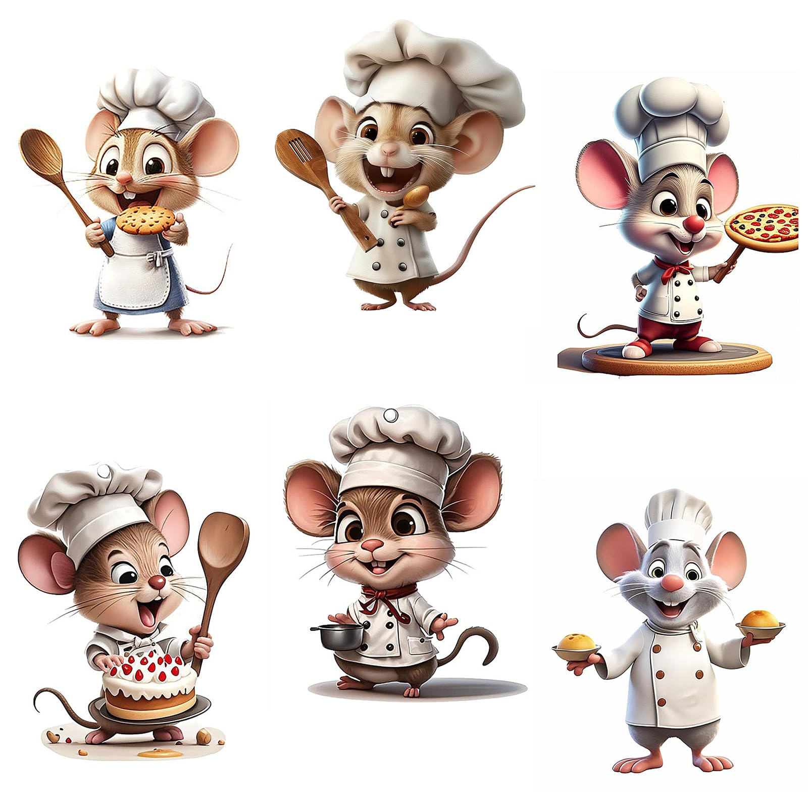 6 Stück Wandtattoo Küche, Kleine Maus Wandsticker, Selbstklebende Wandaufkleber, Wanddeko Küche Niedlich, Wandtattoos für Küche, Wohnzimmer, Esszimmer