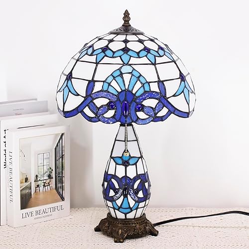 Miniatura 4 de Lámpara Tiffany de Mesa de Vidrio Emplomado 12X19 Pulgadas Jarrón Madre Hija Lámpara de Escritorio Acento Luz Nocturna para Dormitorio Mesita de