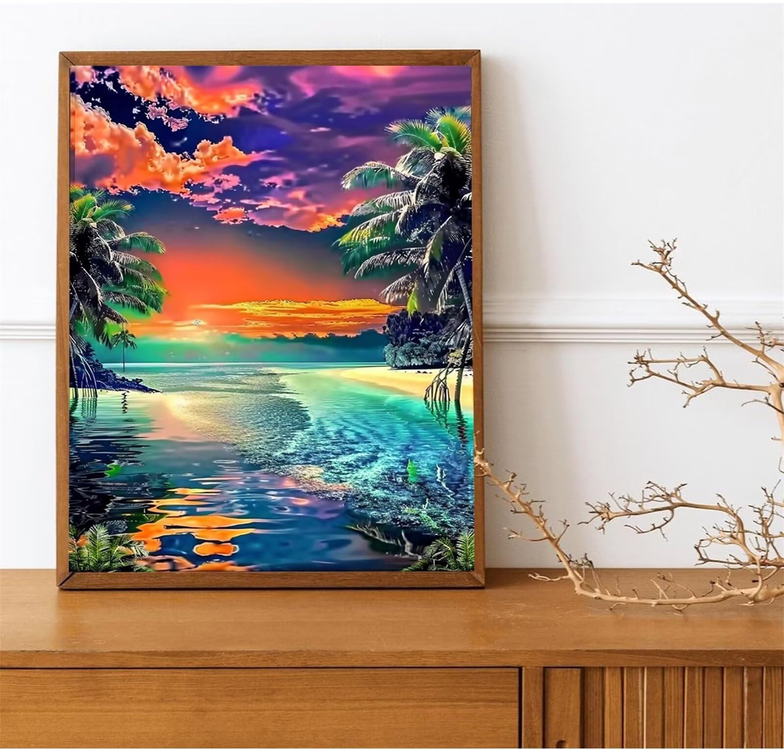 Peepezo Malen Nach Zahlen für Kinder, Erwachsene und Anfänger, DIY Paradies Malen Nach Zahlen für Mädchen und Jungen, Insel Zentimeter, Ohne Rahmen - Kinder ab 6 Jahren 60x80cm (mit Rahmen)