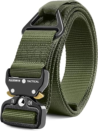 FAIRWIN Mens Tactical Belt, Rigger Belt, Utility Nylon Web Waist Work Belt for Men with V-ring Quick-Release Buckle