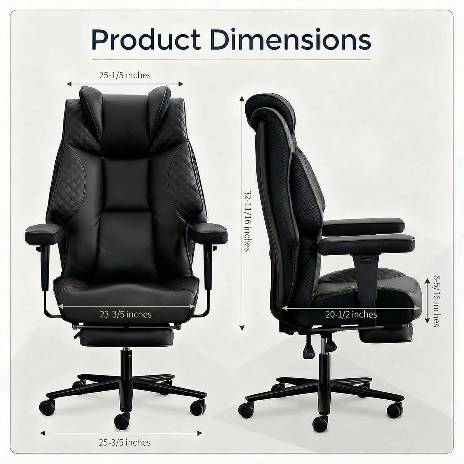 Excebet Big Tall Office Chair 500lbs Extra Wide Seat