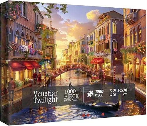 Italia Venecia - Rompecabezas de paisaje para adultos, 1000 piezas, coloridos rompecabezas escénicos de la ciudad de Europa, rompecabezas artísticos