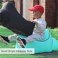 Vista 2 de Silla inflable, pequeño sofá inflable individual, tumbona plegable, sofá de aire portátil para estar en interiores, tienda de campaña, actividades